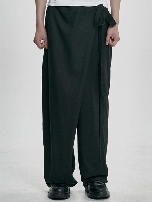 【AJOBYAJO】Wool Blend Asymmetrical Long Skirt Pants