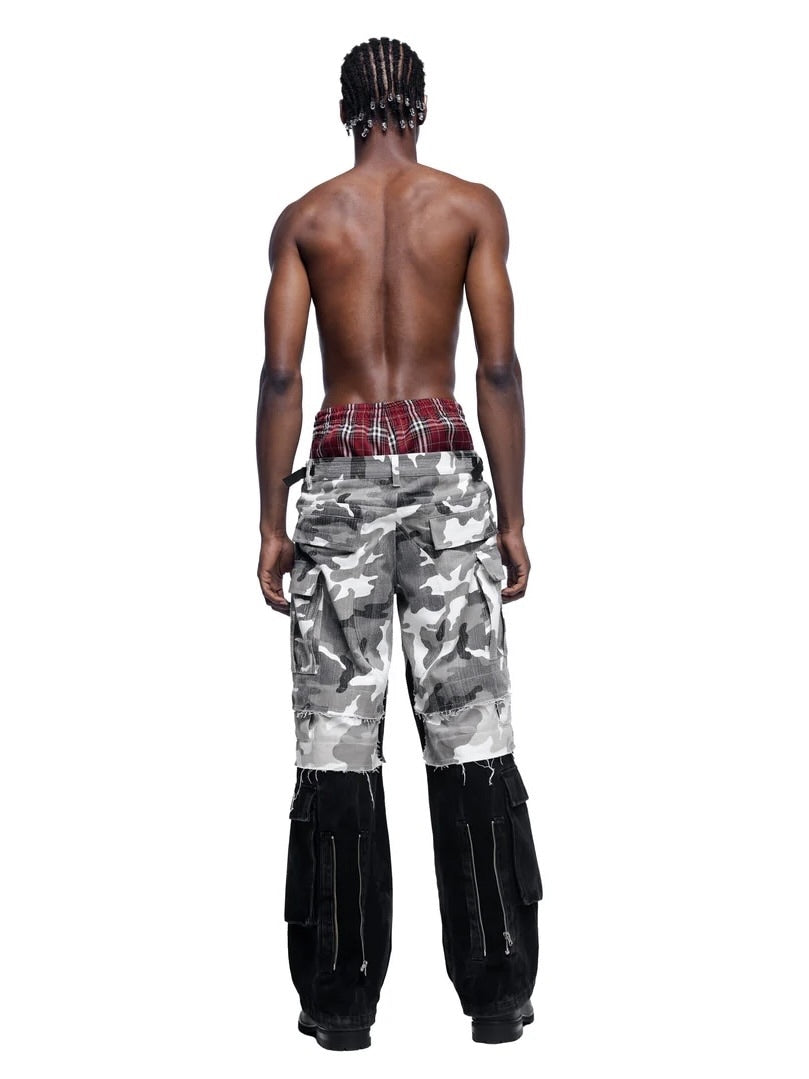 【The Boy Has No Patience】Prince Of Darkness Camouflage Stitching Four-In-One Overalls