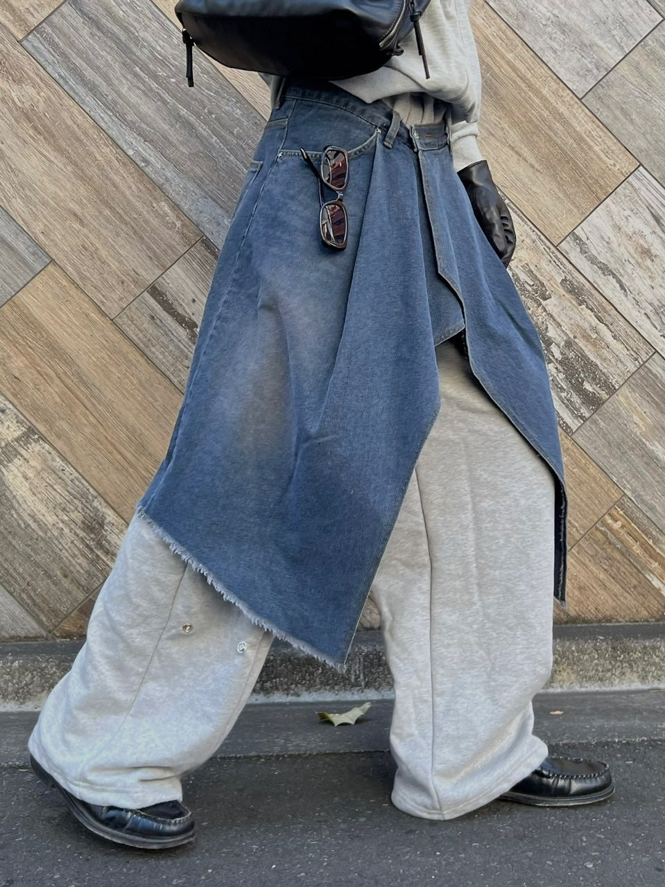 受注制【Chikashitsu +】wrapping design denim skirt (2color)