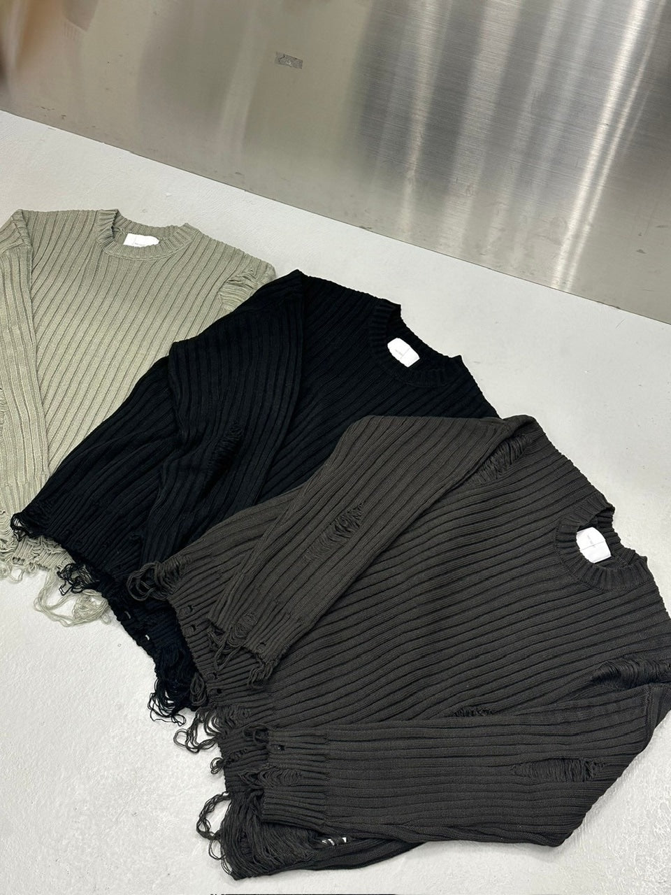 【LUV CODE】oversized damage knit (3color)