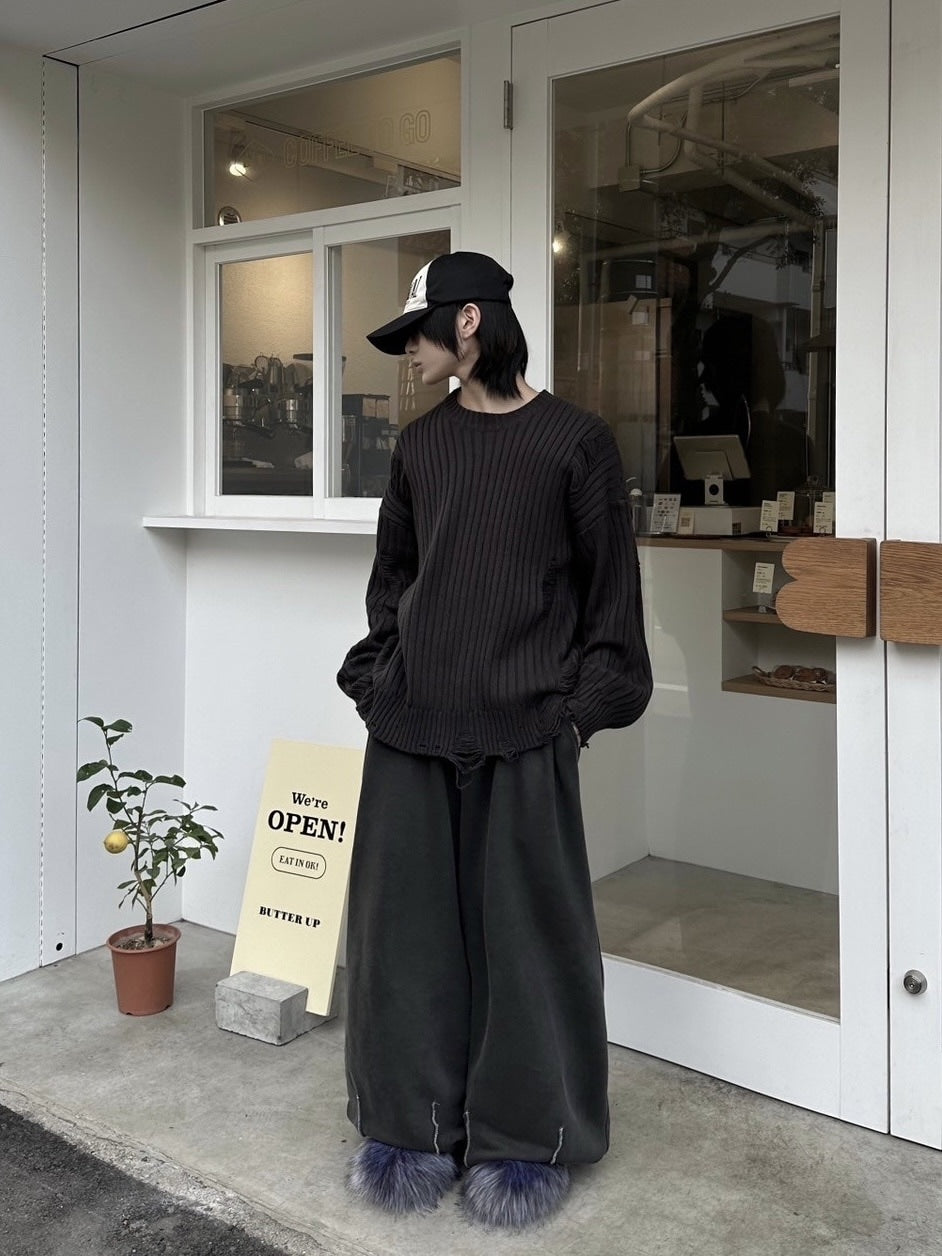 受注制【LUV CODE】pigment sweat wide pants (2color)