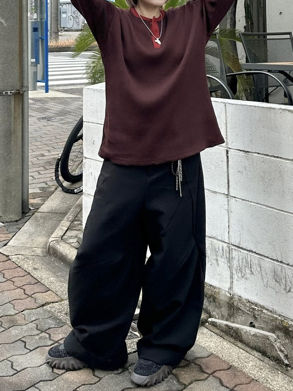 受注制【youll】henry neck waffle long tee (2color)