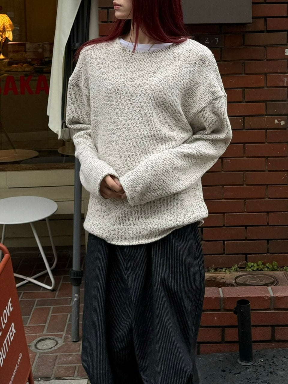 受注制【Chikashitsu +】loose fit round knit (4color)