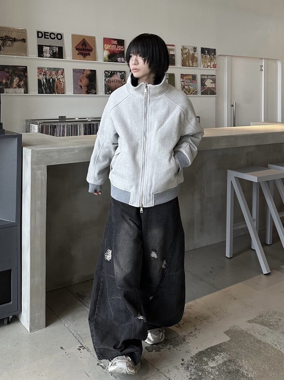 国際配送【LUV CODE】high neck zip up sweat jacket (2color)