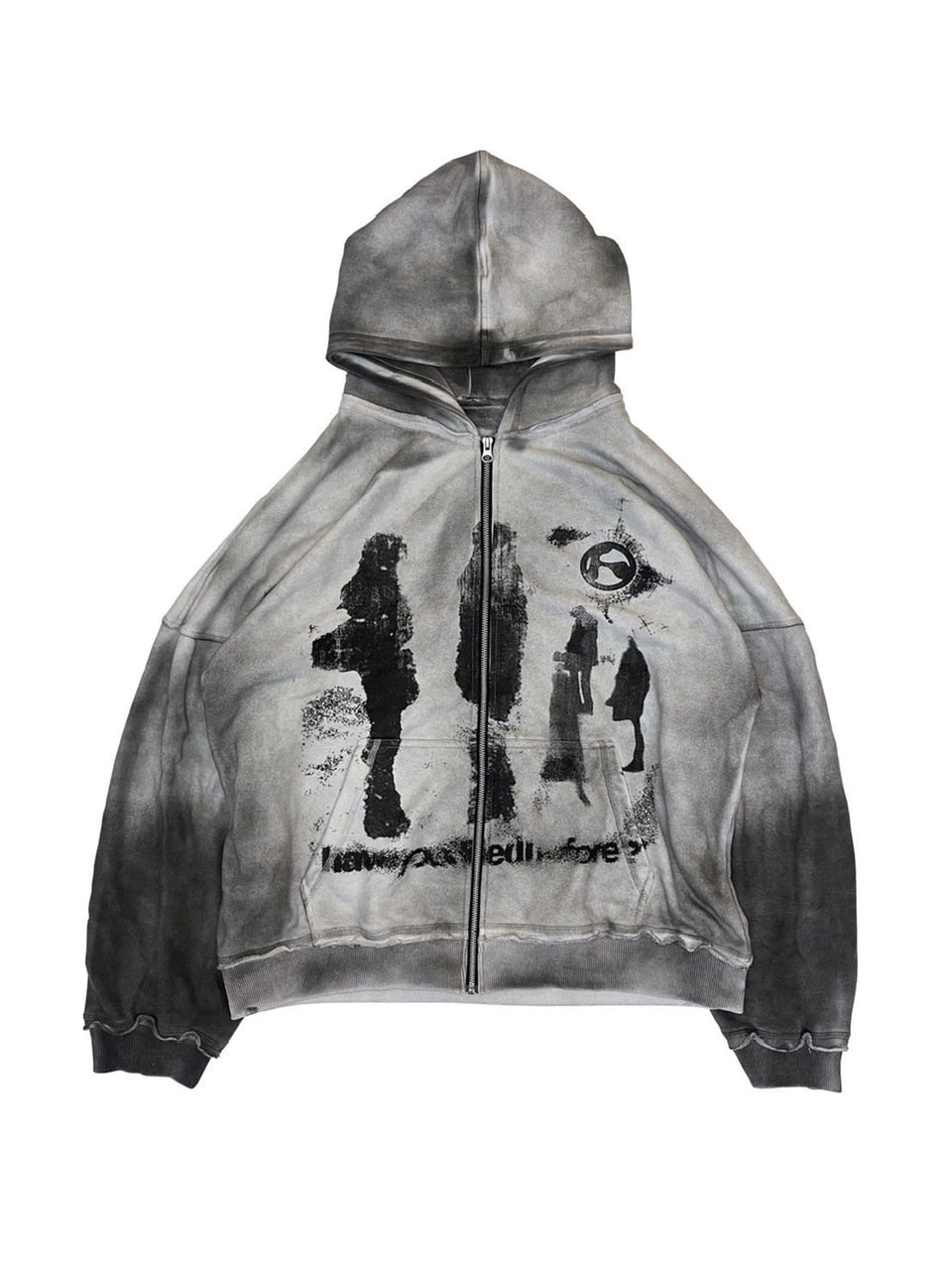 【haveyoudiedbefore?】Opus Hoodie in washed Gray / 【ハブユーダイドビフォー?】グラフィックウォッシュドジップパーカー