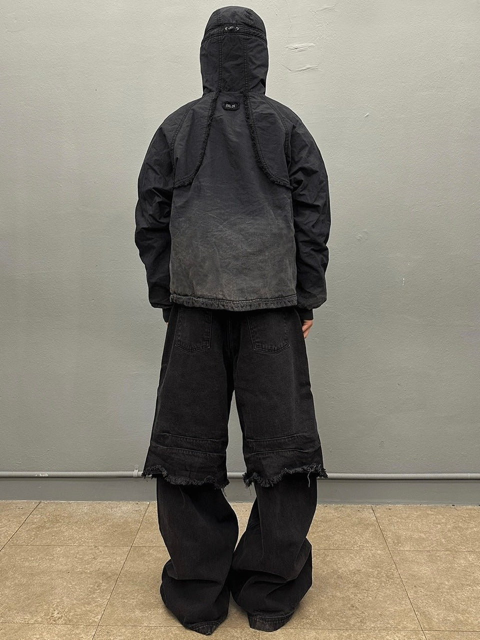 【BLR BLUER】Destroyed Double Denim Pants