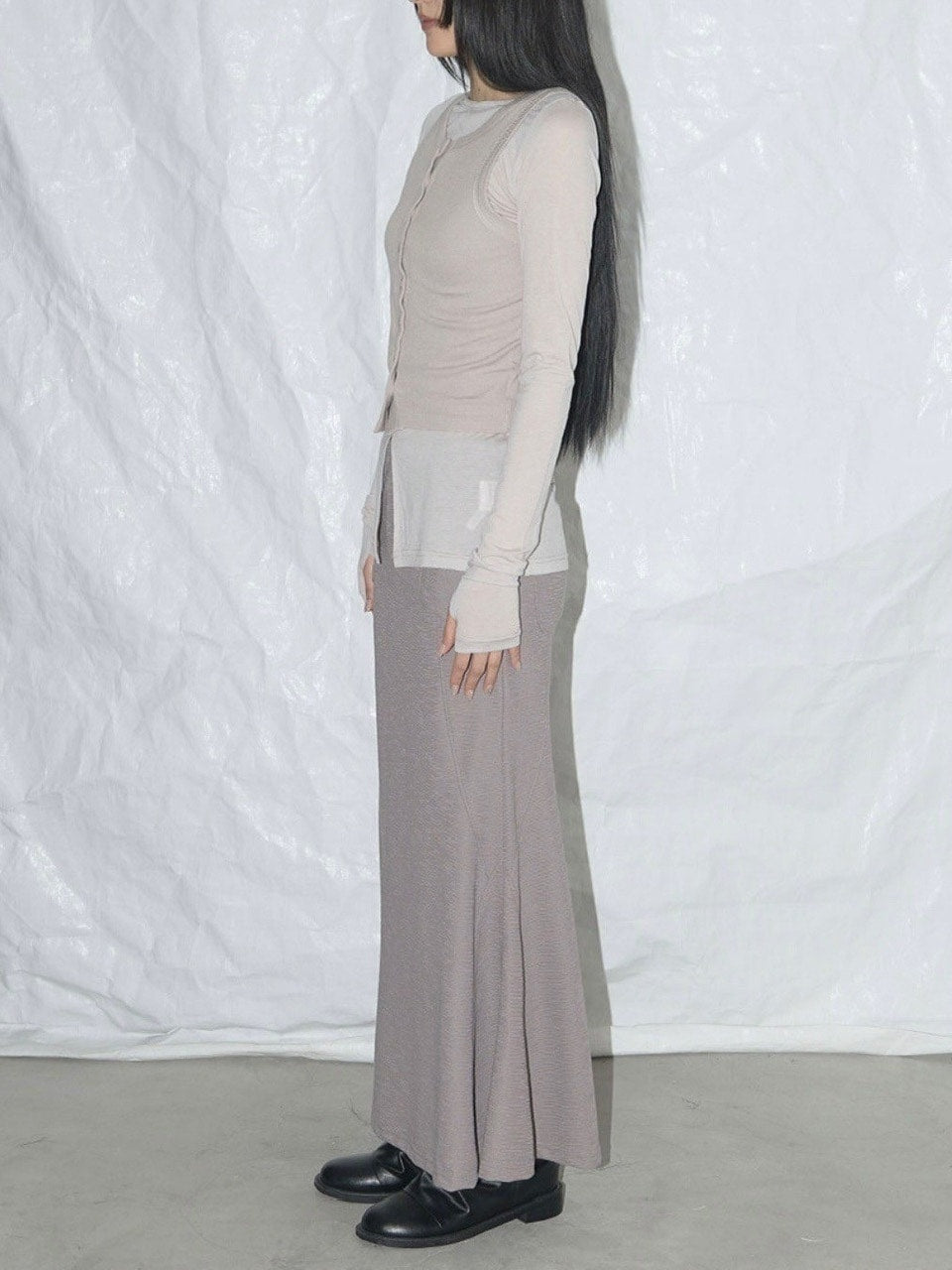 【FANCY CLUB】3-WAY BUTTON LAYERED LONG SLEEVE / 【ファンシークラブ】ボタンベストレイヤード長袖Tシャツ