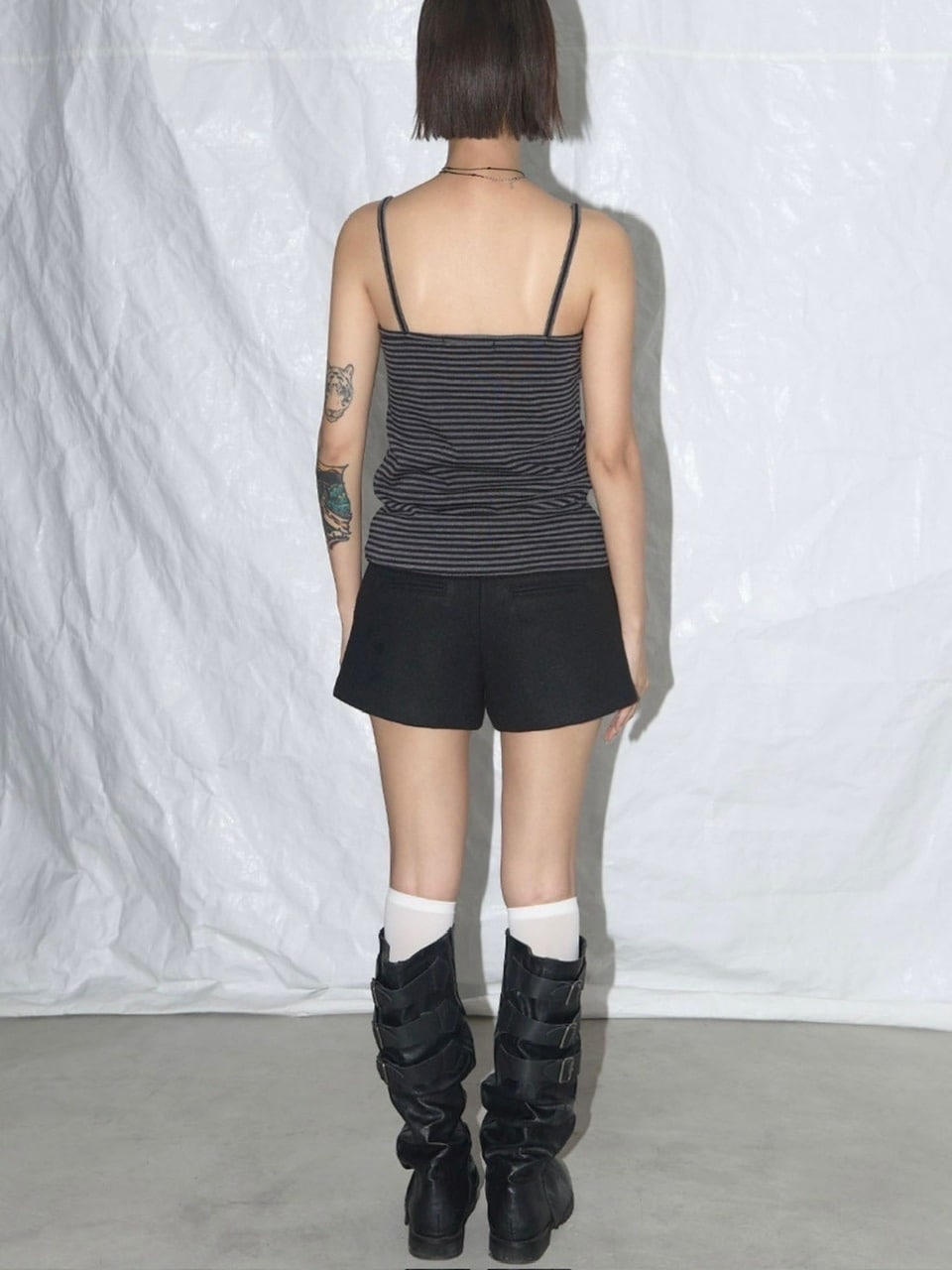 【FANCY CLUB】LACE STRIPE BASIC SLEEVELESS