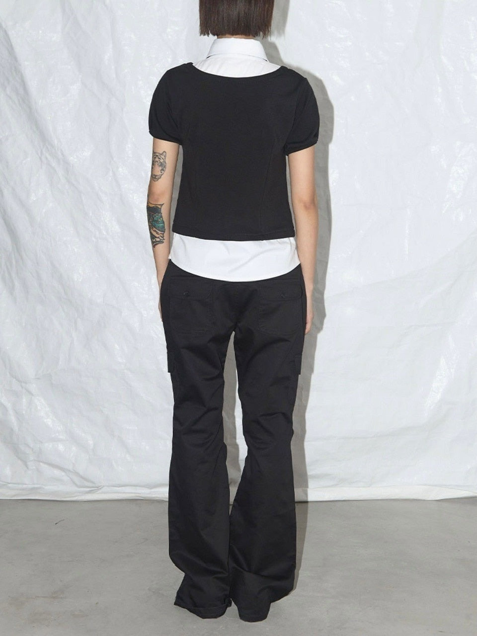 【FANCY CLUB】PREPPY RIBBON TIE SHIRT / 【ファンシークラブ】プレッピーリボンタイレイヤード半袖シャツ