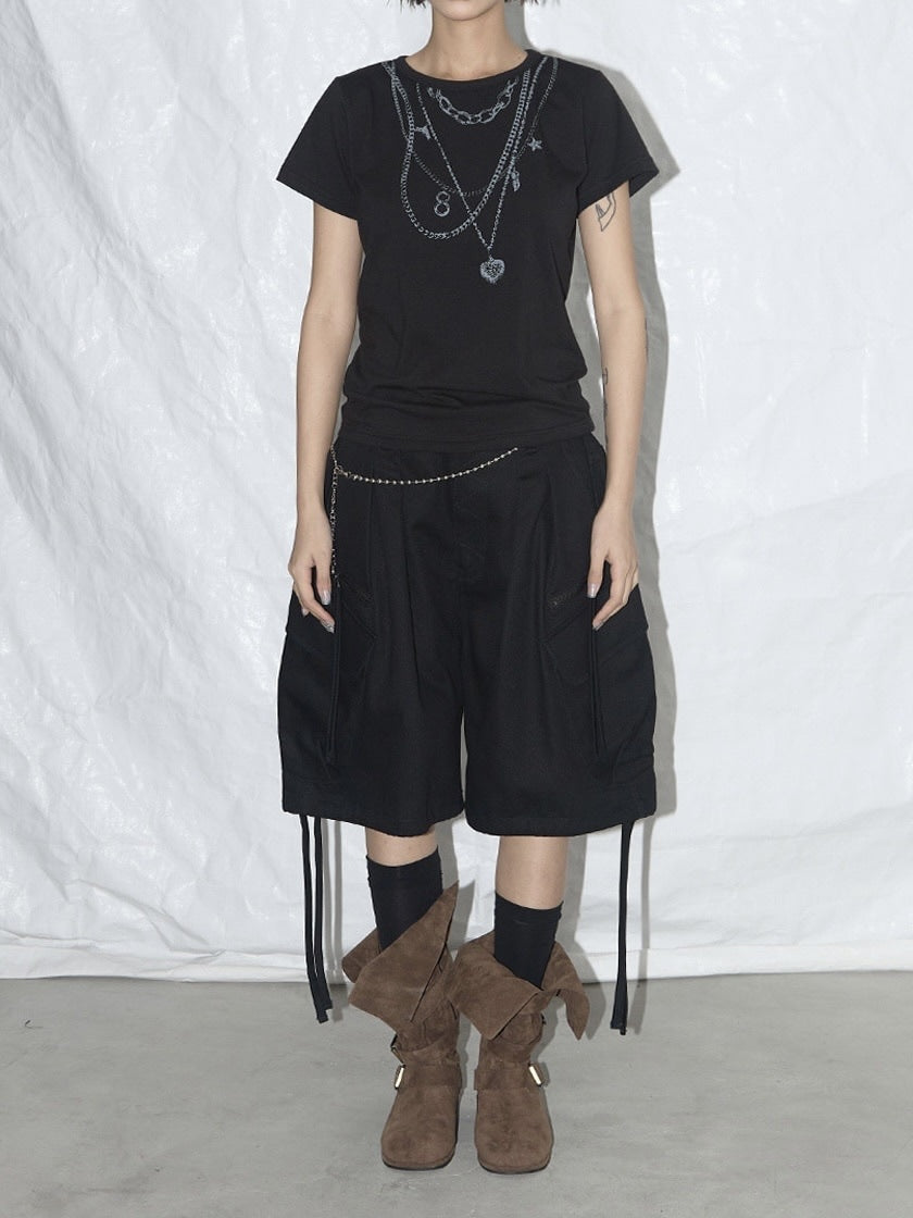 【FANCY CLUB】CARGO LETTERING BERMUDA PANTS