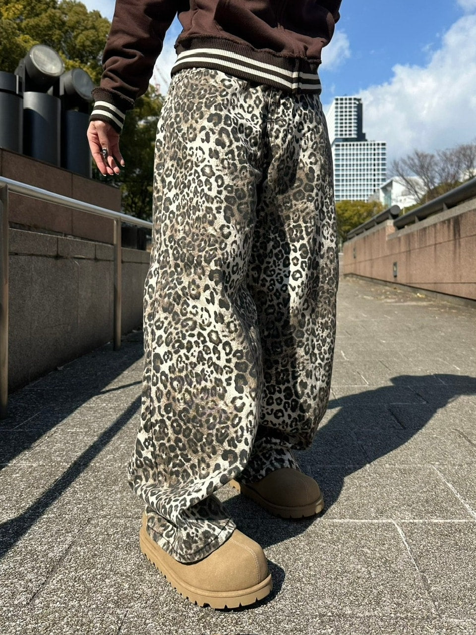 受注制【Chikashitsu +】leopard wide cotton pants (2color