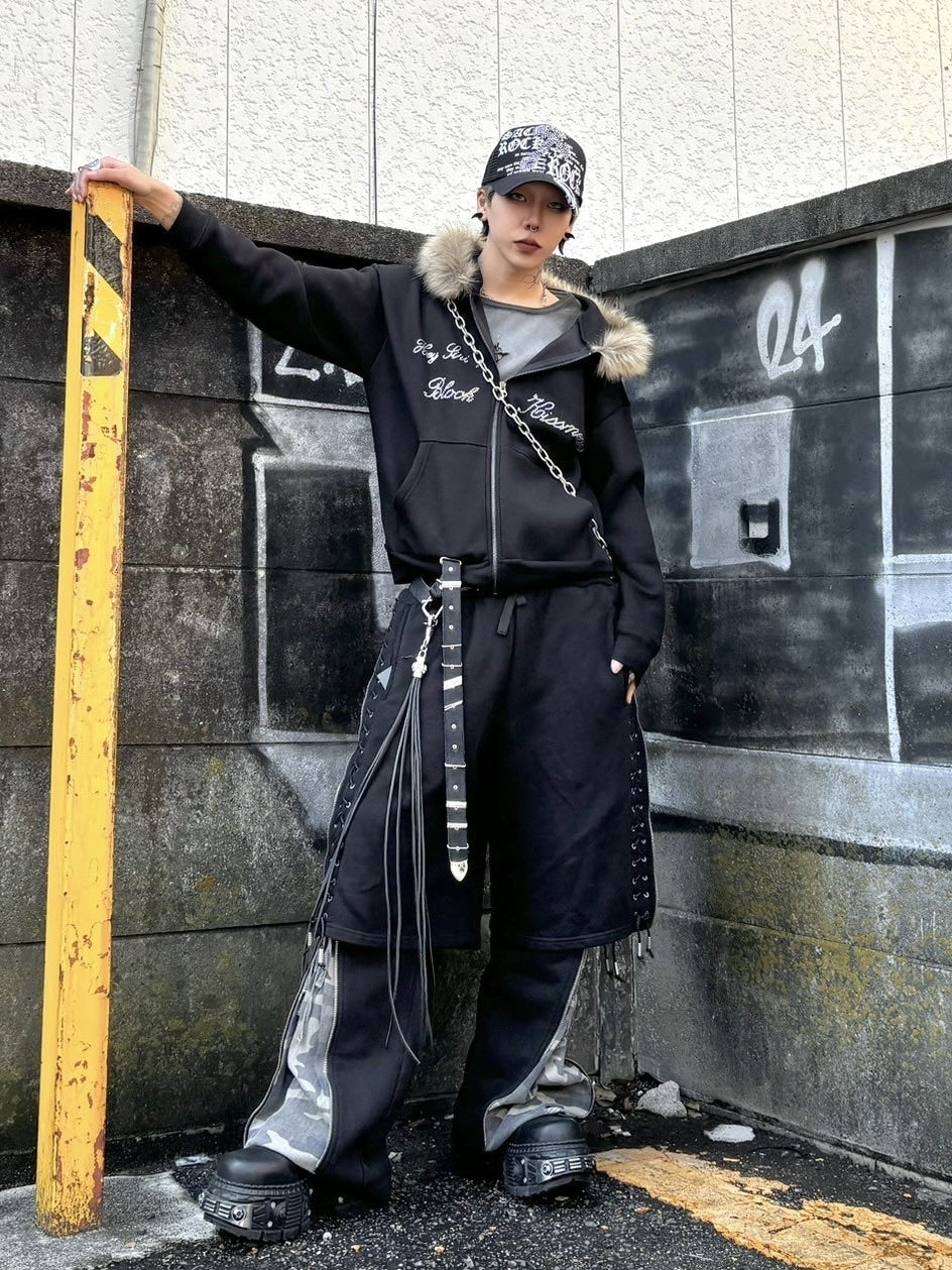 受注制【Never mind the XU】rhinestone cross cap (2color