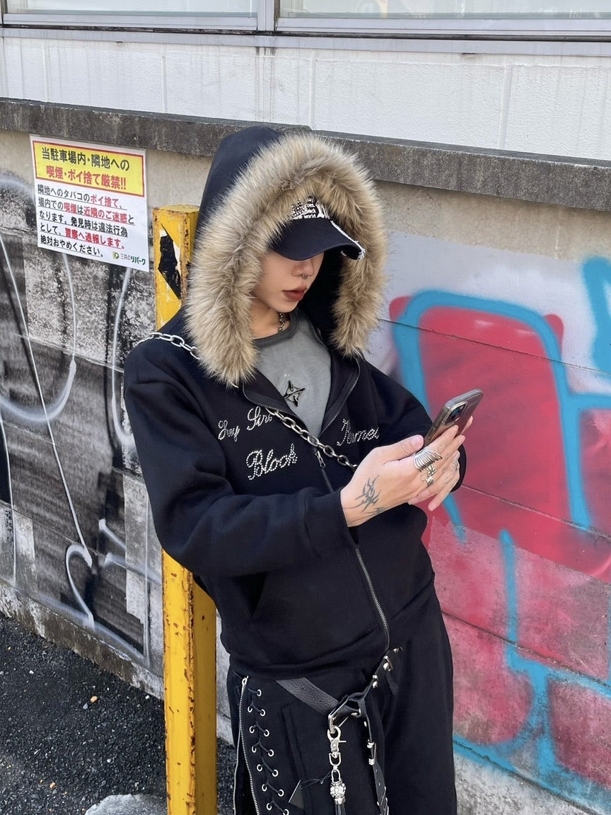 Never mind the XU】fur zip up hoodie (2color) – PRESSING WEB SHOP