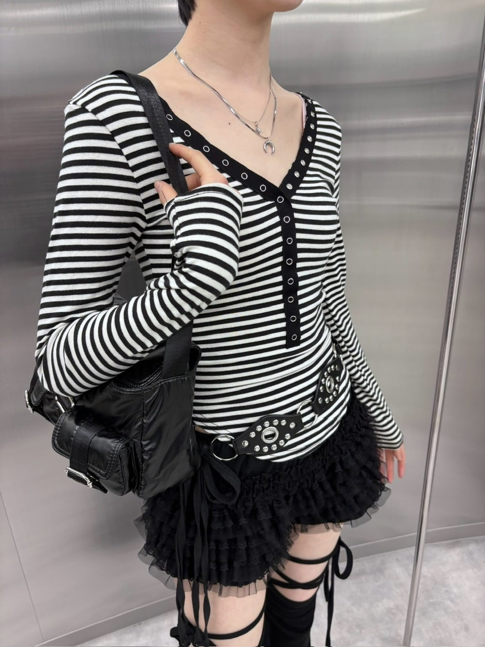 受注制【nmtc +】border snap long sleeve (2color)