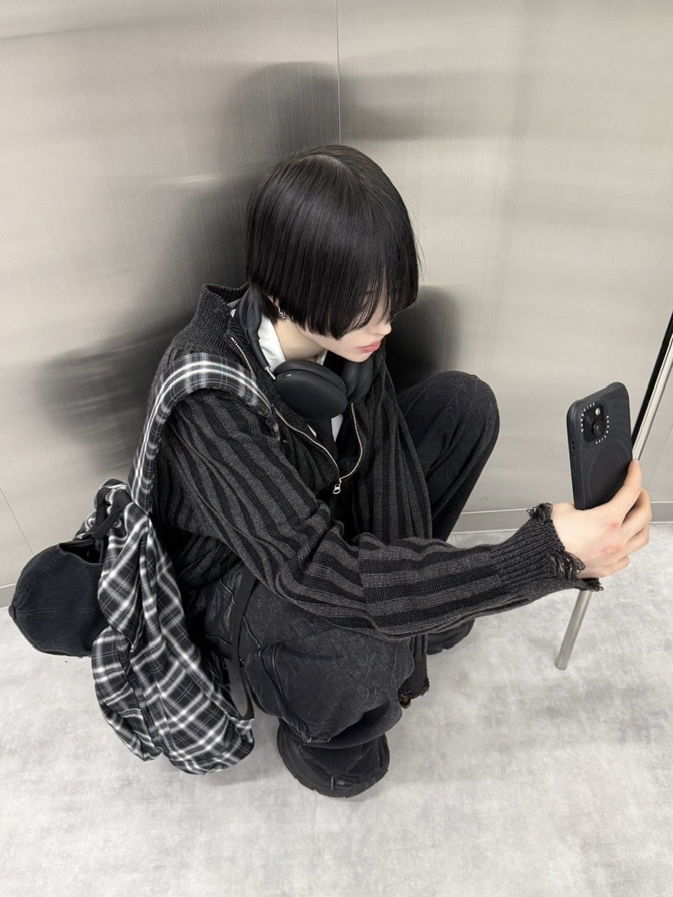 受注制【nmtc +】damage zip up knit (3color)