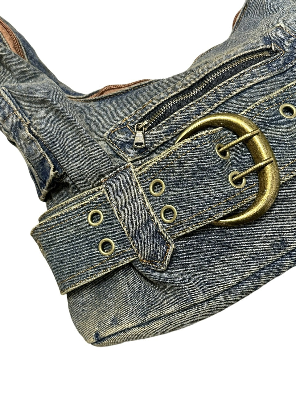 受注制【Never mind the XU】denim eyelet belt bag