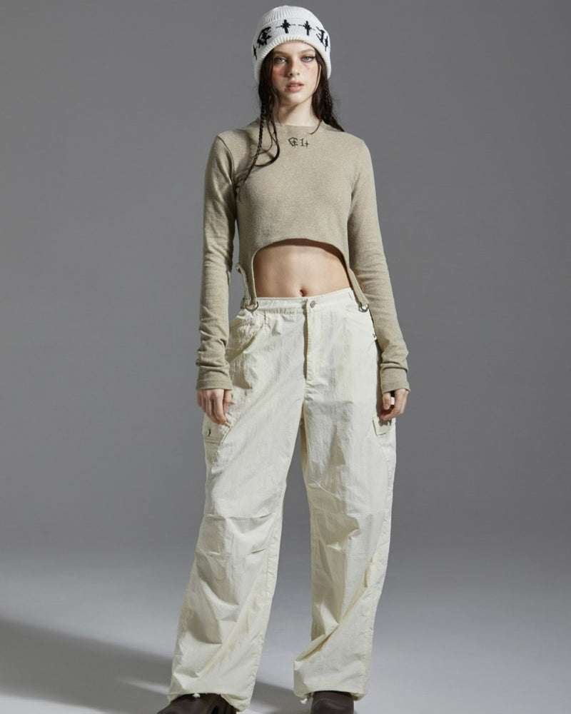 【GATELESS】DOUBLE RING CROPPED T-SHIRT