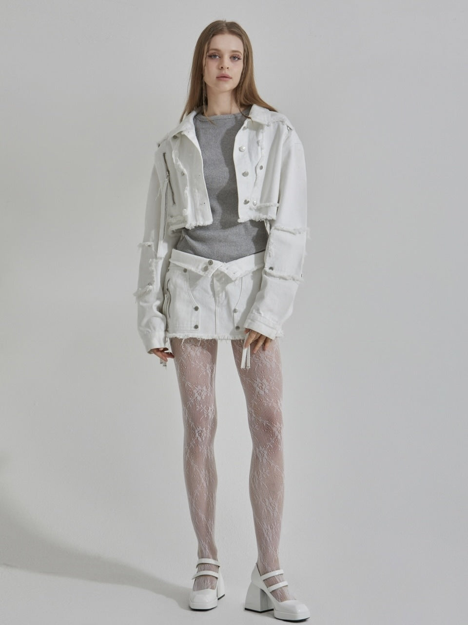 GATELESS】RIVET FRINGE DENIM MINI SKIRT – PRESSING WEB SHOP