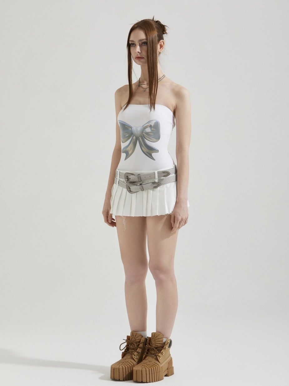 【GATELESS】MICRO MINI PLEATS SKIRT PANTS