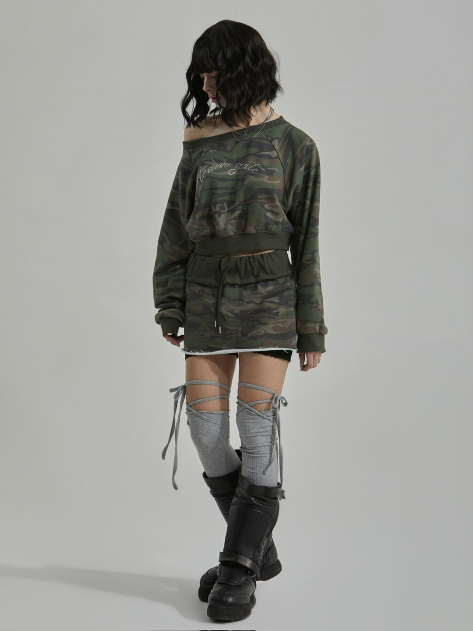 【GATELESS】CAMOUFLAGE MINI SKIRT PANTS