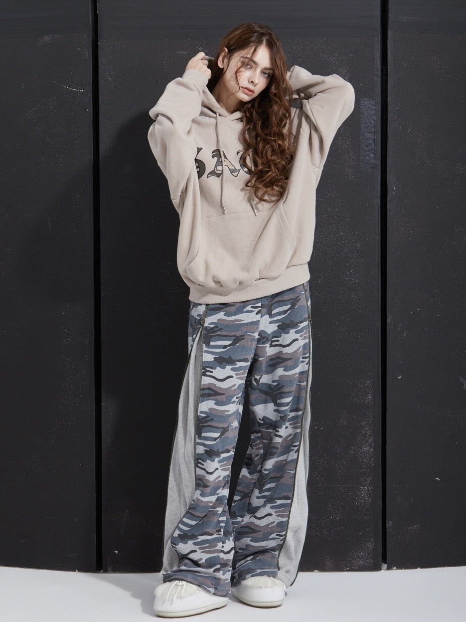 【GATELESS】SIDE ZIP CAMOUFLAGE SWEAT PANTS