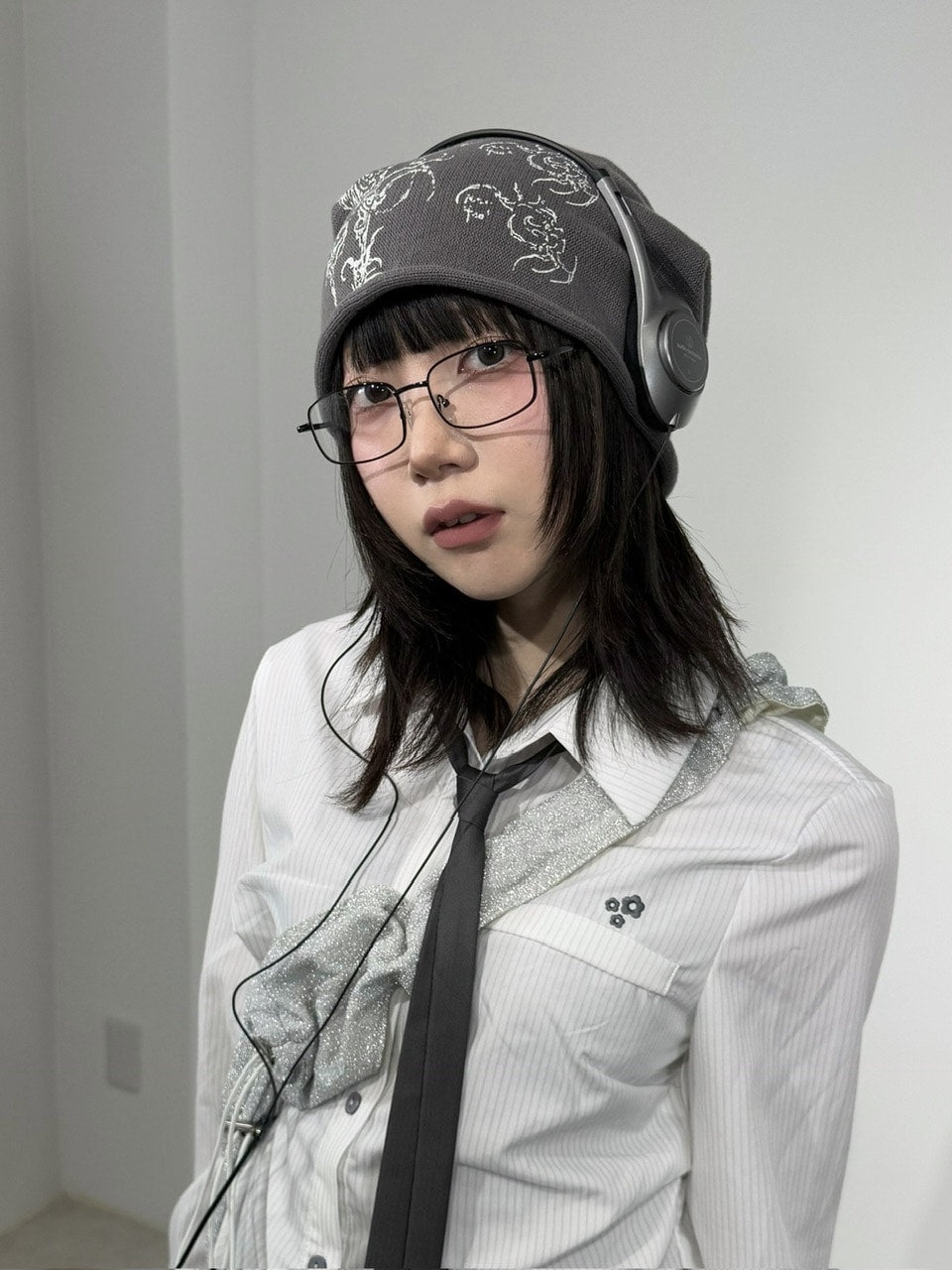 国際配送【Nerd out XU】black frame square glasses / 【ナードアウトエックスユー】ブラックフレームスクエアレンズメガネ