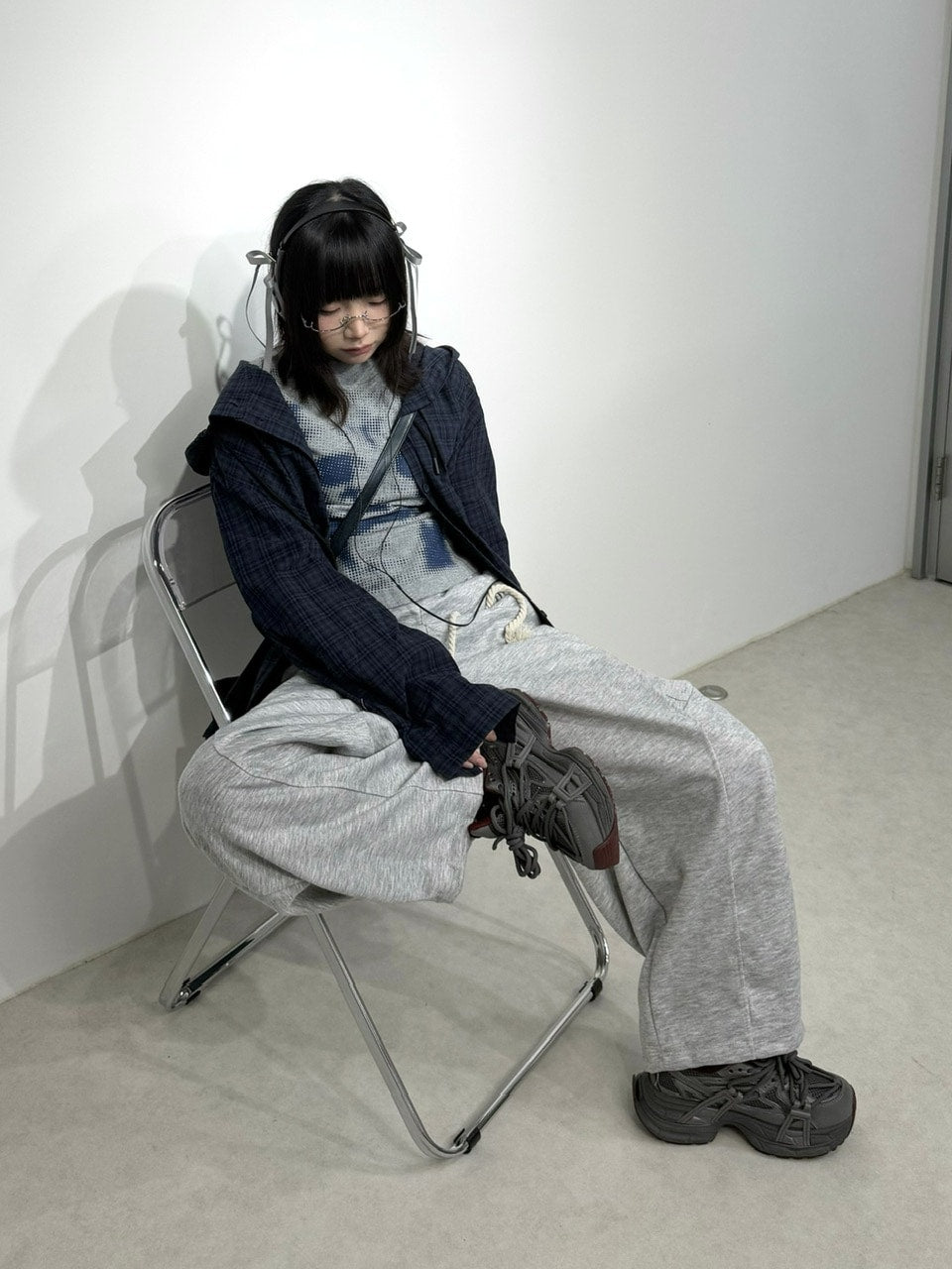 【Nerd out XU】waist rope loose sweat pants (2color) / 【ナードアウトエックスユー】ウエストロープルーズスウェットパンツ