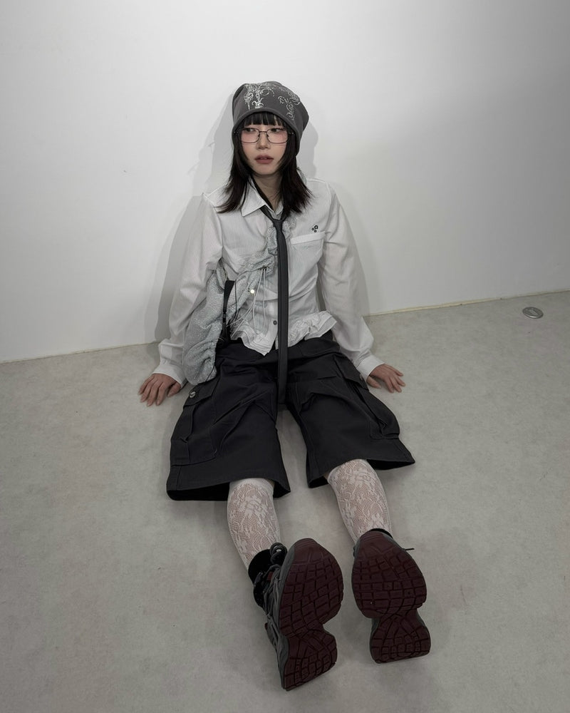 国際配送【Nerd out XU】tuck cargo half pants