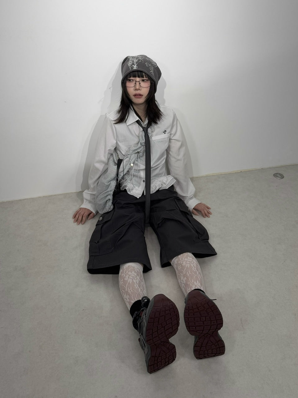 国際配送【Nerd out XU】tuck cargo half pants