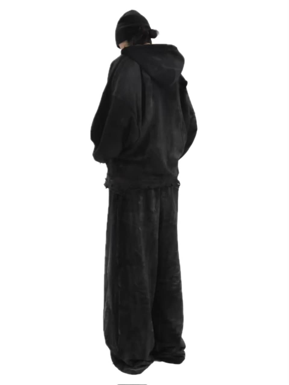 【CONCEPT NOTHING】AB INFERNO DESTROYED BLACK ZIPPER HOODIE