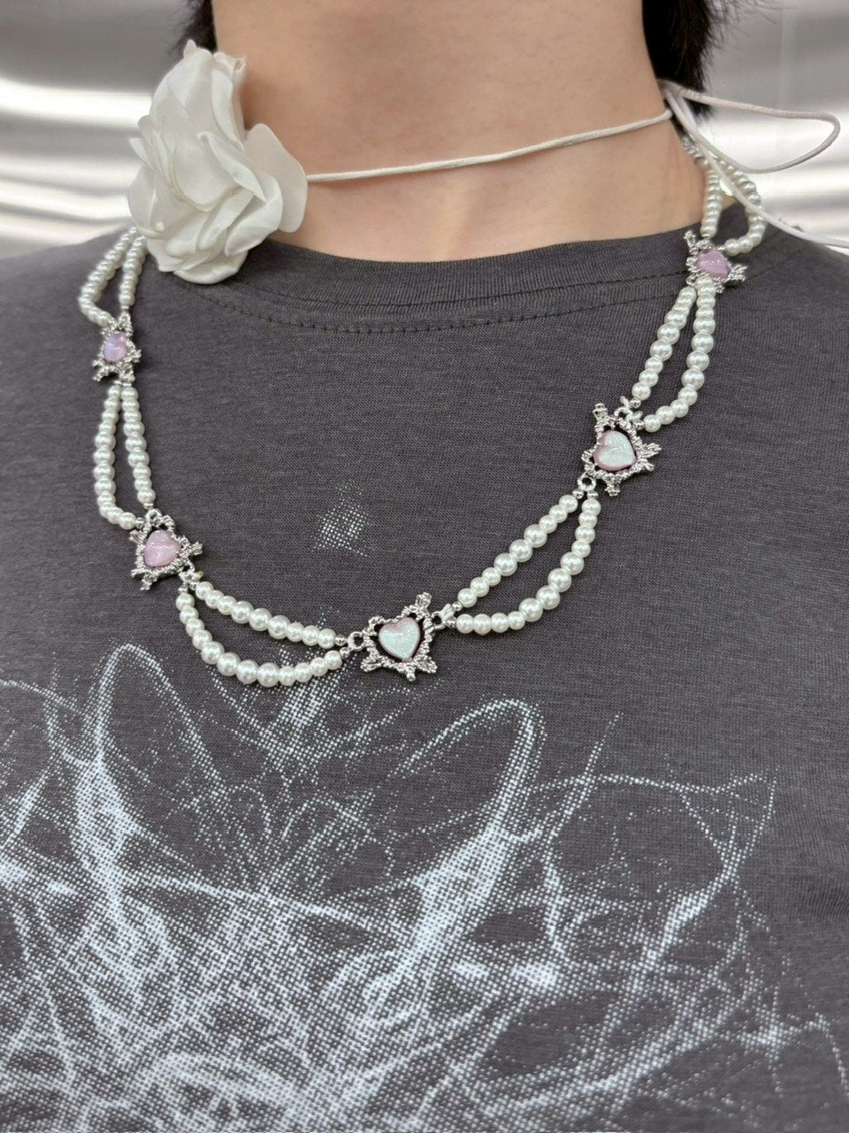 受注制【nmtc +】stone heart pearl choker