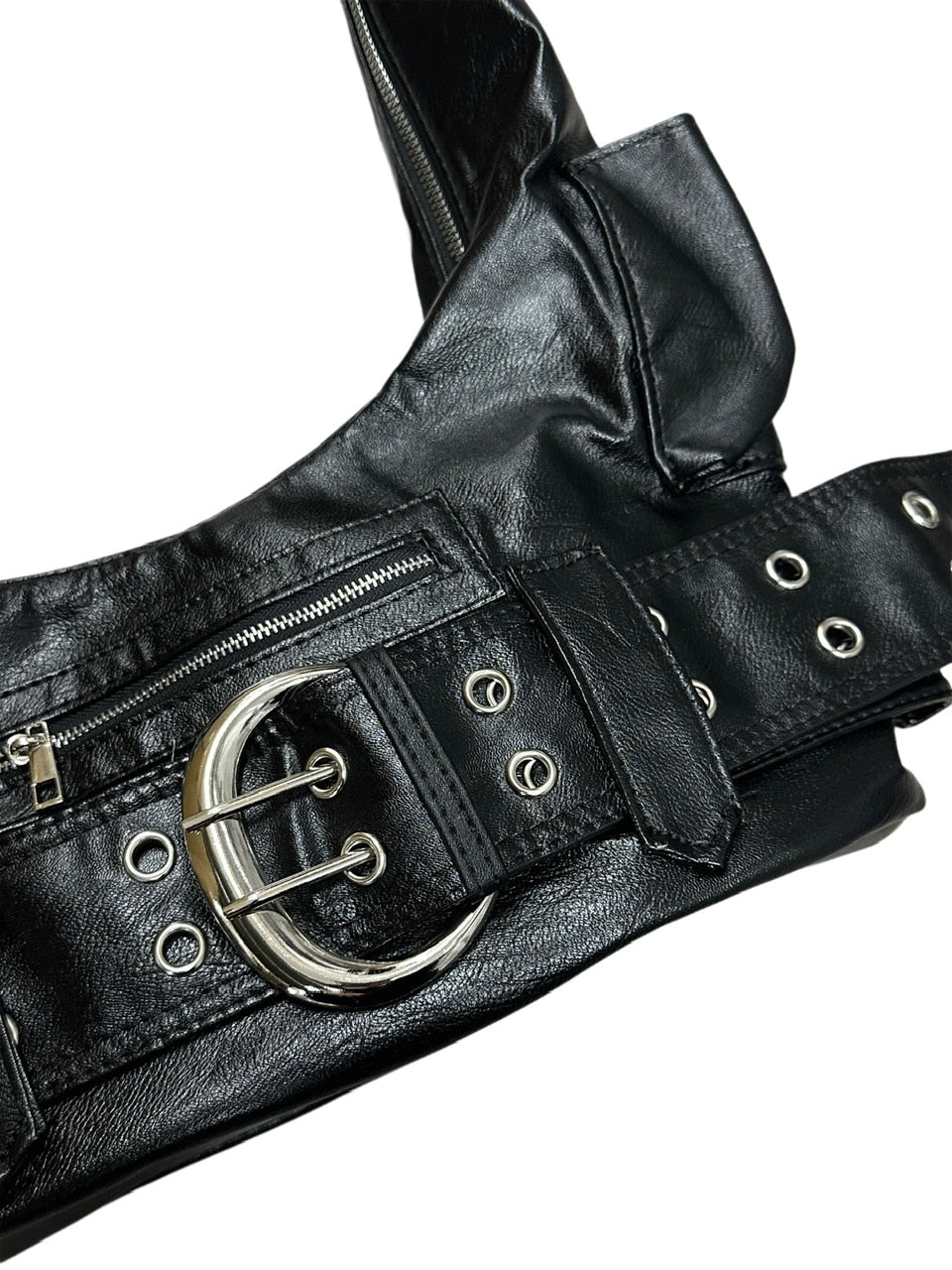 受注制【Never mind the XU】leather eyelet belt bag / 【ネバーマインド ザ エックスユー】レザーアイレットベルトショルダーバッグ
