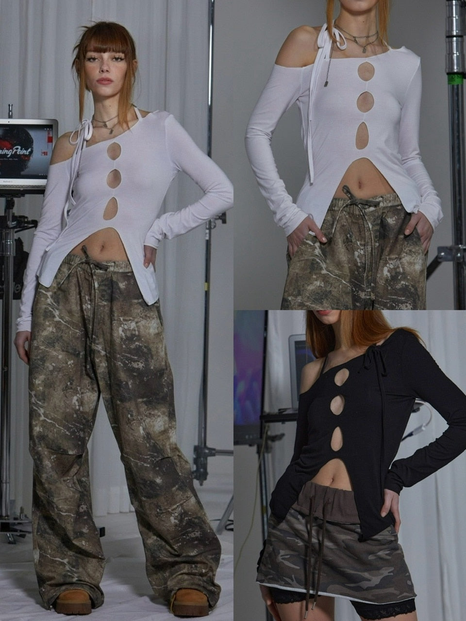 【GATELESS】POINT HOLE ONE SHOULDER T-SHIRT