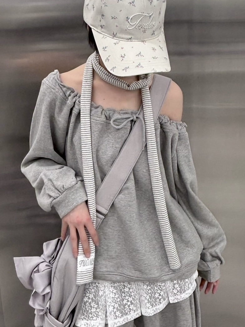 受注制【nmtc +】gather off shoulder sweat (2color)