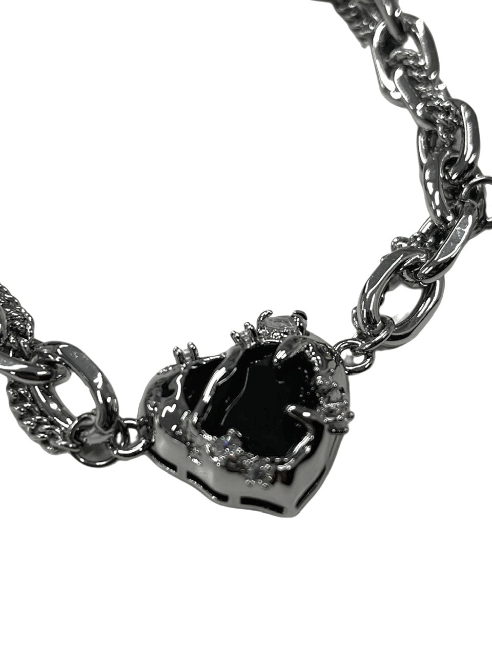 受注制【Never mind the XU】heart drop chain bracelet / 【ネバーマインドザエックスユー】ハートドロップチェーンブレスレットシルバーブレスレット