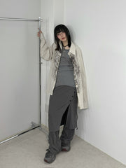 国際配送【Nerd out XU】layered rib flare pants