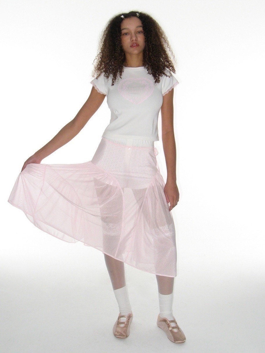 【CRANK】LACE HEART PRINTING TOP