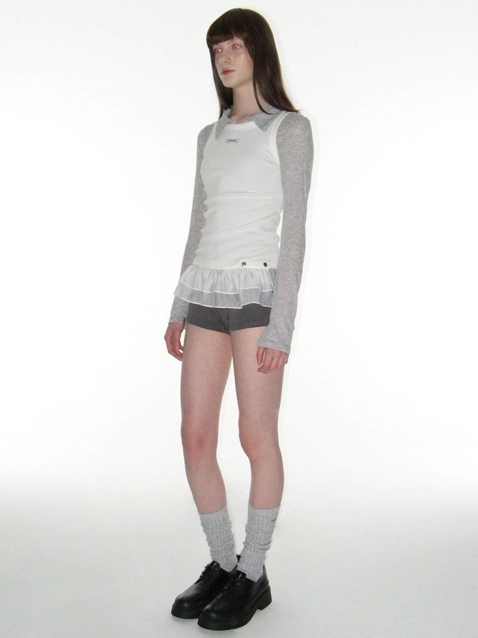 crankフリル付きライトブルータンクトップ CRANK】FRILL SNAP SLEEVELESS – PRESSING WEB SHOP