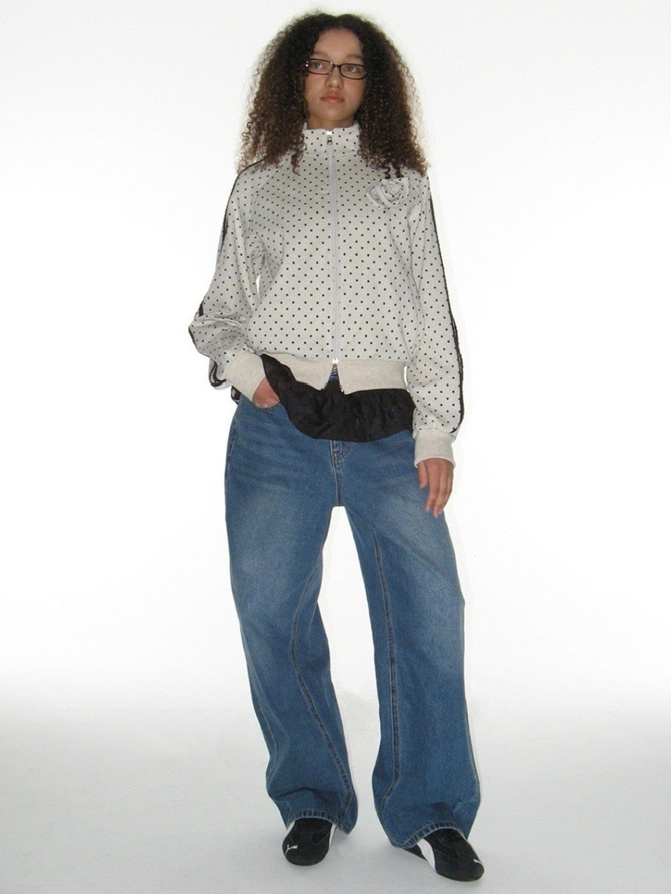 【CRANK】ROSE DOT TRACK JACKET / 【クランク】ローズドットダブルジップトラックジャケット