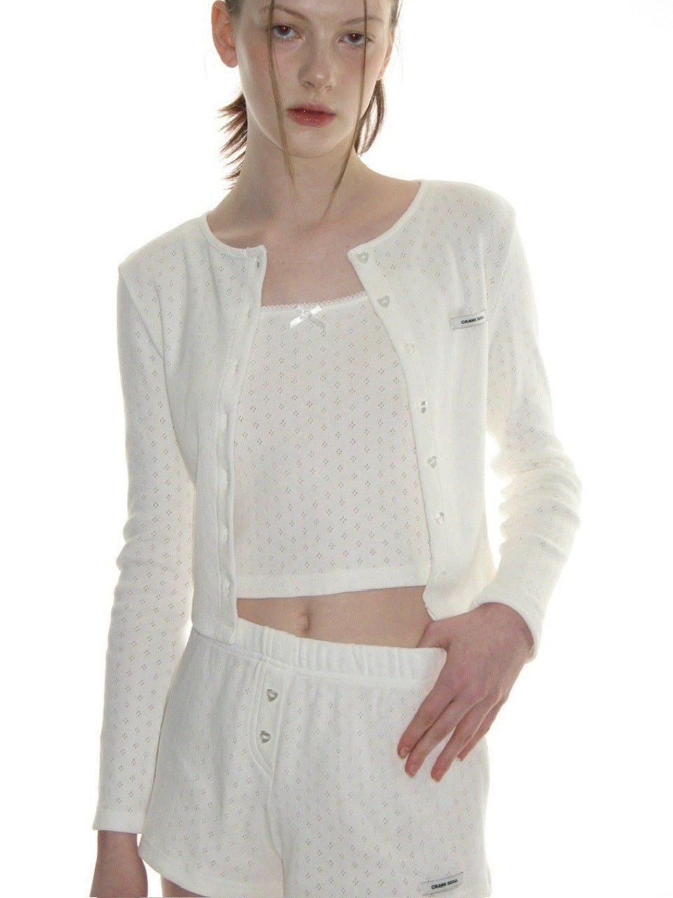 【CRANK】HEART BUTTON EYELET SHORTS