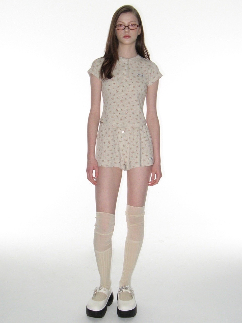 【CRANK】BUTTON FLOWER SHORTS