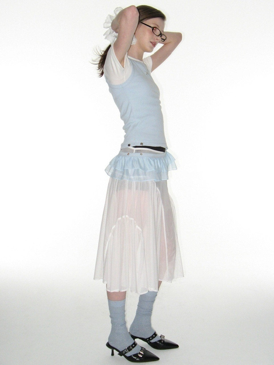 【CRANK】SHEER FRILL LAYERED SKIRT