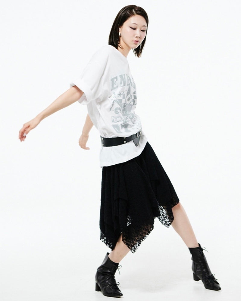 【HOLY NUMBER 7】OVERSIZED HIP HOP FIT STAR GRAPHIC T-SHIRT
