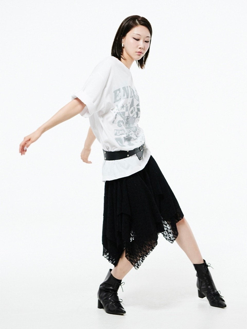 【HOLY NUMBER 7】OVERSIZED HIP HOP FIT STAR GRAPHIC T-SHIRT