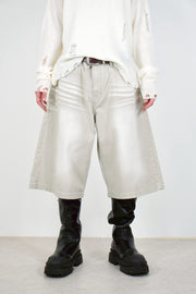 受注制【Chikashitsu +】8-length bermuda denim pants (2color) / 【チカシツプラス】8分丈バミューダハーフデニムパンツ