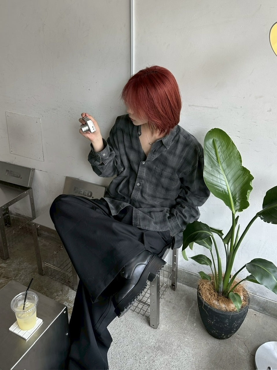 受注制【LUV CODE】pigment check shirt