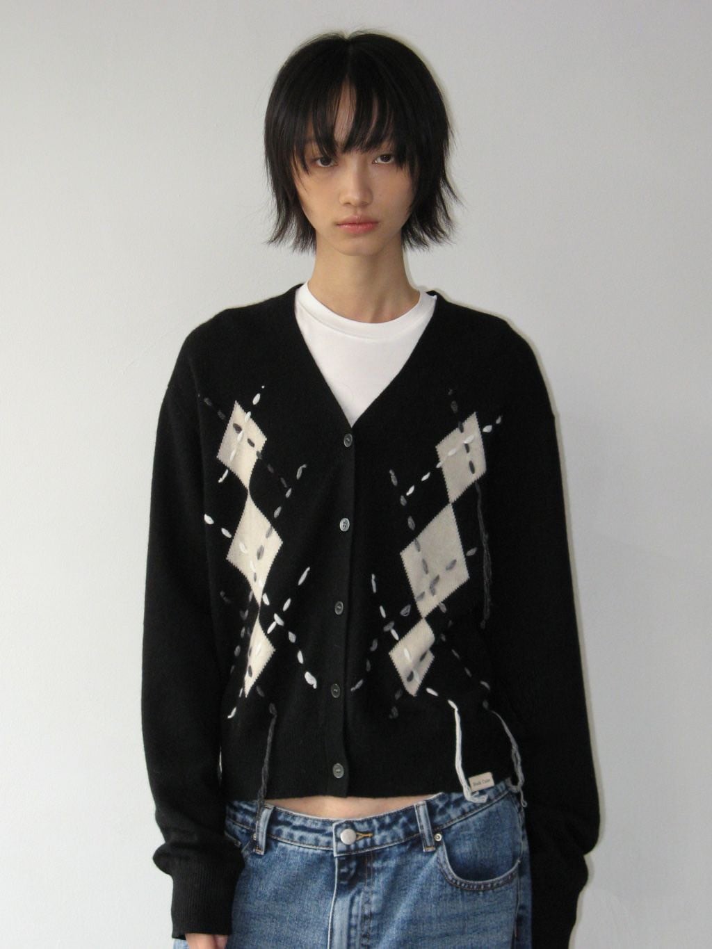 【ROCK CAKE】Argyle Stitch Knit Cardigan