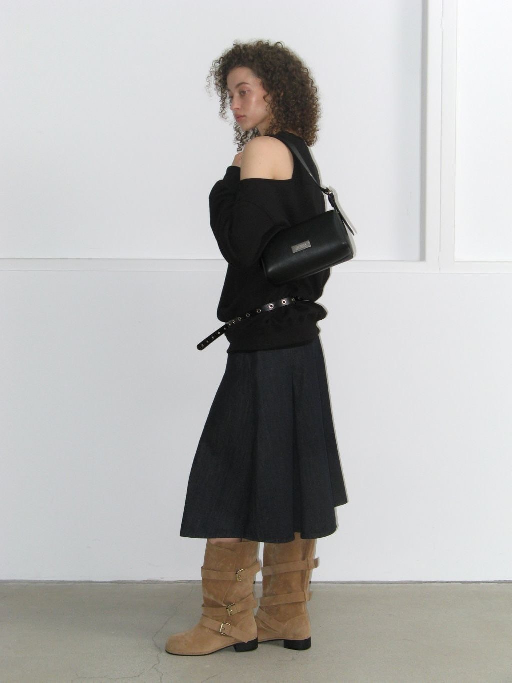 【ROCK CAKE】Square Leather Belt Shoulder Bag