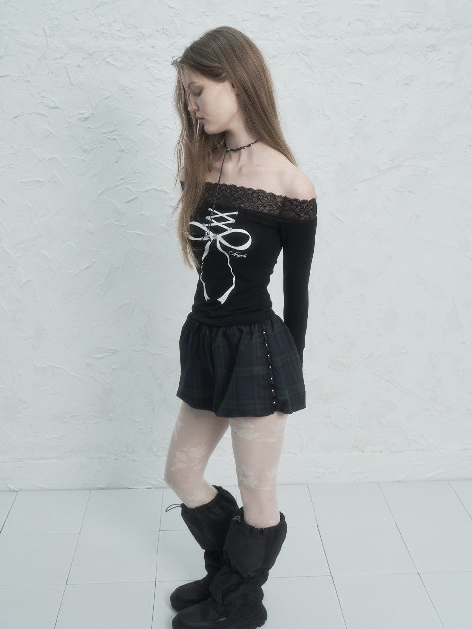 【SETUP‐EXE】LACE OFF- SHOULDER TOP
