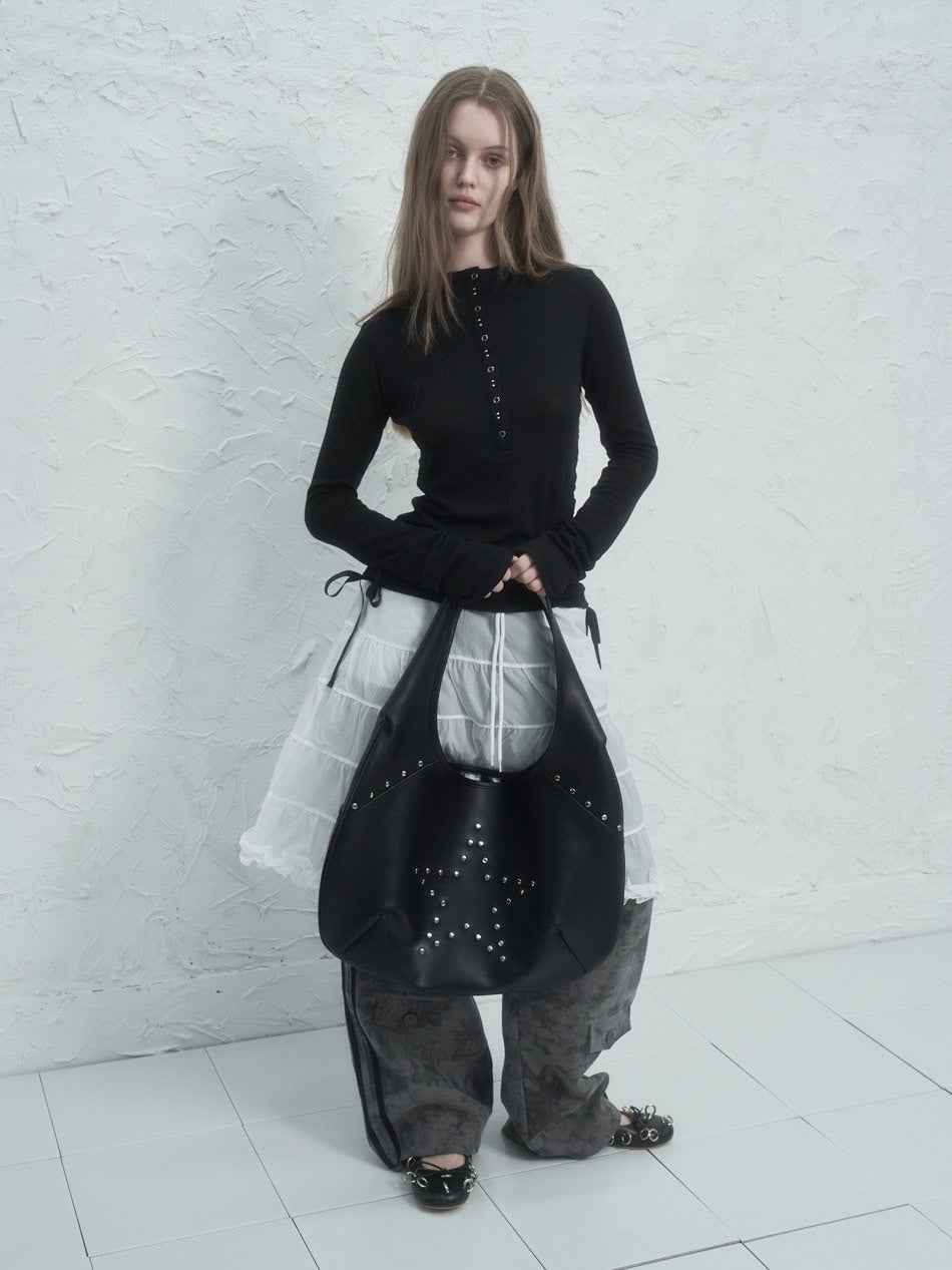 【SETUP‐EXE】RIVET BUTTON HOODIE TOP